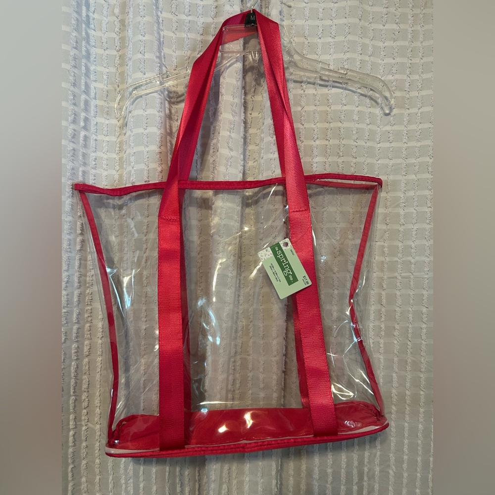 Clear Tote‎ Bag with Hot Pink Accents